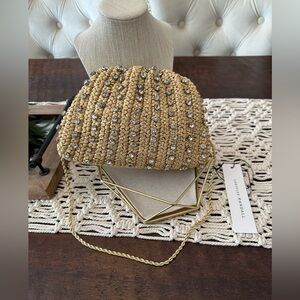 Loeffler Randall Bailey Crystal Embellished Raffia Bag - New With Tags